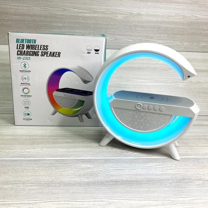 Bluetooth Speaker Colorful Atmosphere Light Wireless Charging Clock.