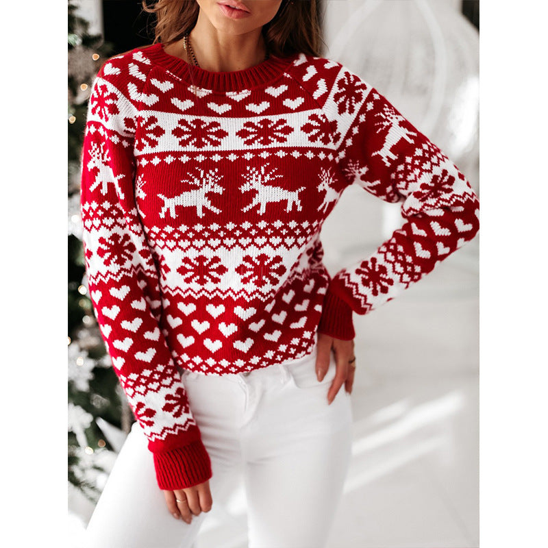 Women's Christmas sweaters, long-sleeved knitted winter sweater.