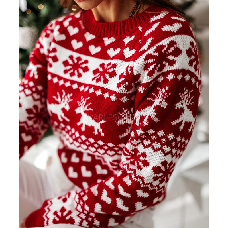 Women's Christmas sweaters, long-sleeved knitted winter sweater.