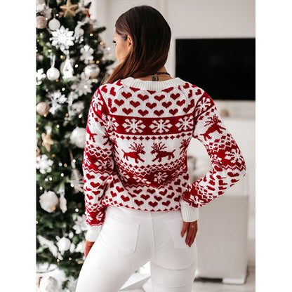 Women's Christmas sweaters, long-sleeved knitted winter sweater.