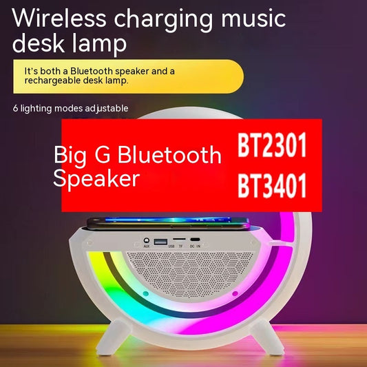 Bluetooth Speaker Colorful Atmosphere Light Wireless Charging Clock.