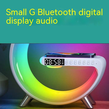 Bluetooth Speaker Colorful Atmosphere Light Wireless Charging Clock.