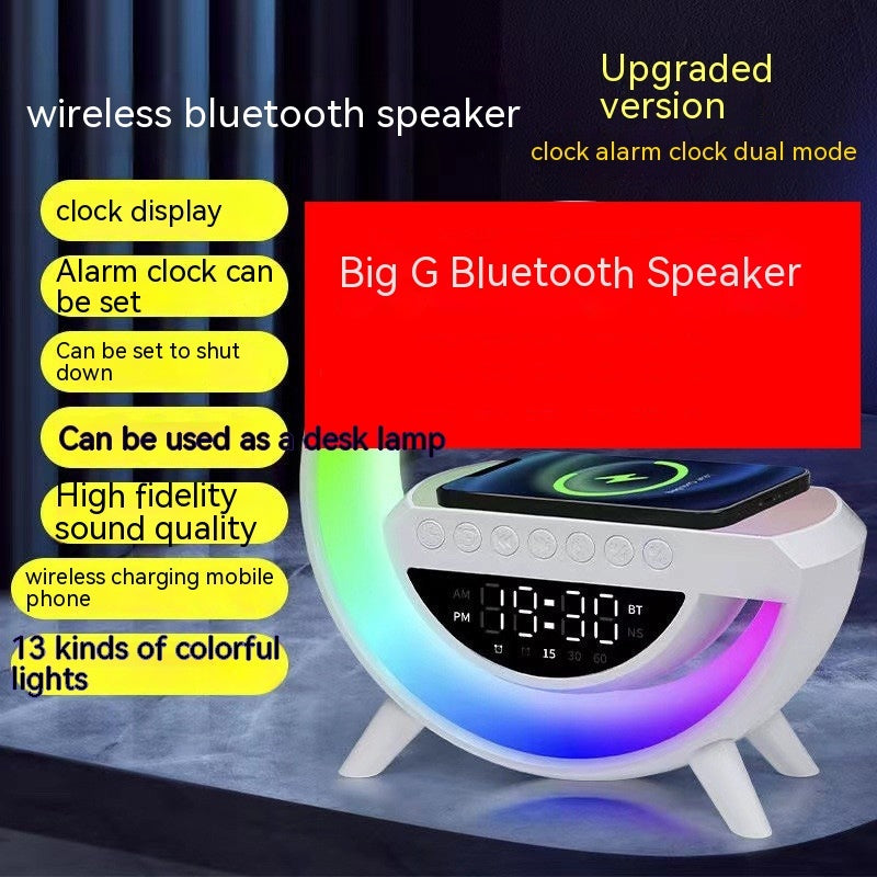 Bluetooth Speaker Colorful Atmosphere Light Wireless Charging Clock.