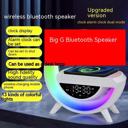 Bluetooth Speaker Colorful Atmosphere Light Wireless Charging Clock.